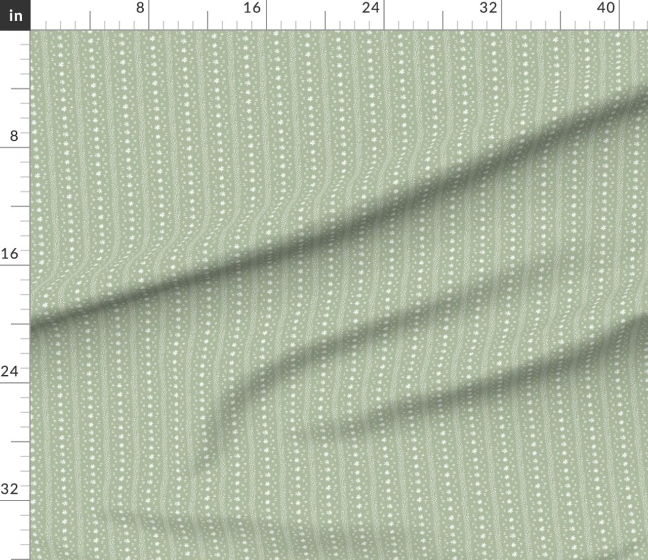 Dainty Floral Stripe Small Print Green Botanical Garden Bloom Meadow Wildflower Custom Printed Fabric by Spoonflower Various Fabrics by the Yard or Fat Quarter